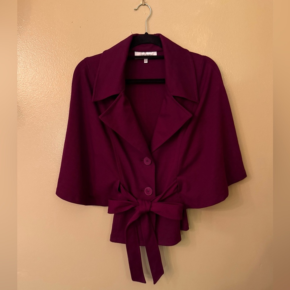 Jones Studio Rich Burgundy Blazer with Kimono Style Sleeves and Tie at the Waist
